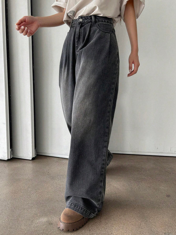 DAZY Jeans casuales de pierna recta para mujer para uso diario