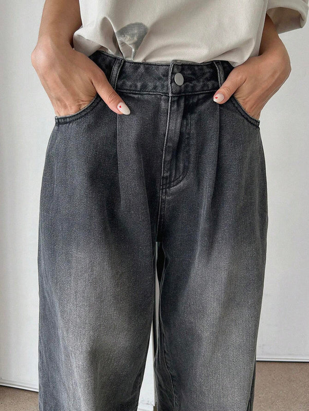 DAZY Jeans casuales de pierna recta para mujer para uso diario
