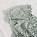 WYWH Camisa de manga corta con cordon y mangas abullonadas de diseno plisado suelto para mujer de moda