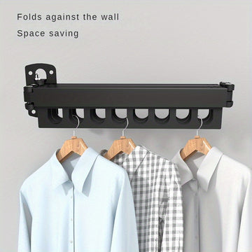 Perchero de Pared Ahorrador de Espacio - Colgador de Ropa de Aluminio Plegable y Extensible