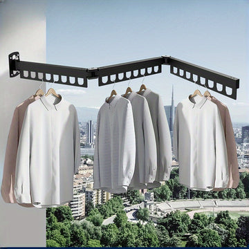 Perchero de Pared Ahorrador de Espacio - Colgador de Ropa de Aluminio Plegable y Extensible