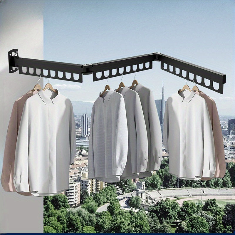 Perchero de Pared Ahorrador de Espacio - Colgador de Ropa de Aluminio Plegable y Extensible