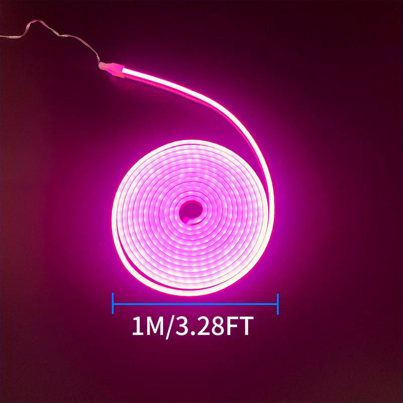 Tira de luz LED de neón rosa de 5V de 1m-5m/3,28ft-16,4ft con control de botón de 3 modos, alimentado por USB Luces de cuerda de PVC flexibles para oficina, dormitorio, habitación, salón, decoración de fiesta de juegos, DIY, perfecto para regalos de Navi
