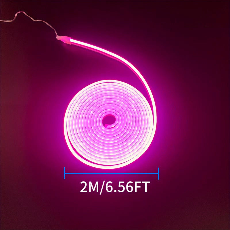 Tira de luz LED de neón rosa de 5V de 1m-5m/3,28ft-16,4ft con control de botón de 3 modos, alimentado por USB Luces de cuerda de PVC flexibles para oficina, dormitorio, habitación, salón, decoración de fiesta de juegos, DIY, perfecto para regalos de Navi