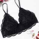 Sosten sexy y comodo de copa triangular de encaje negro para mujer con tirantes delgados