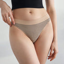 Leisure Calzones de tanga sencillos con estampado a rayas sin costuras