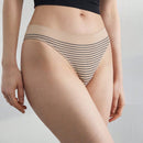 Leisure Calzones de tanga sencillos con estampado a rayas sin costuras