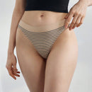 Leisure Calzones de tanga sencillos con estampado a rayas sin costuras