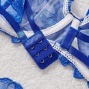NEW Conjunto de sujetador y panty de malla transparente bordado y sexy para damas, con aro de soporte, 2 piezas