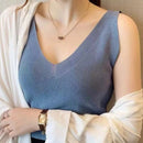 NEW Camiseta de verano de punto para mujeres de estilo sencillo y unicolor para uso diario