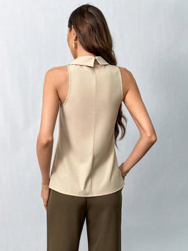 NEW  Prive Camisa ajustada de cuello colgado para mujer, ideal para trabajo diario, citas y vacaciones, estilo Ins de verano