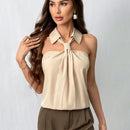 NEW  Prive Camisa ajustada de cuello colgado para mujer, ideal para trabajo diario, citas y vacaciones, estilo Ins de verano