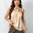 NEW  Prive Camisa ajustada de cuello colgado para mujer, ideal para trabajo diario, citas y vacaciones, estilo Ins de verano