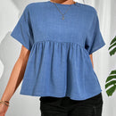 Essnce Camisa de mujer de unicolor, simple, de manga corta
