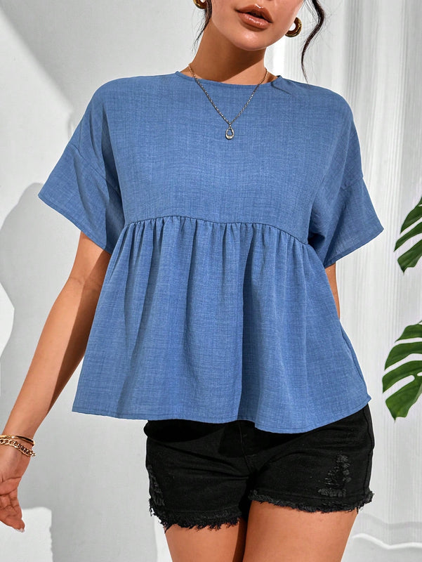 Essnce Camisa de mujer de unicolor, simple, de manga corta