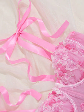 Bra con aro de malla y bordado para mujer (pieza unica)