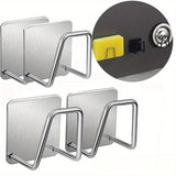 Juego de Organizadores de Cocina y Baño de Acero Inoxidable - 2/4/6 piezas, Incluye Rejilla de Desagüe para Fregadero y Soporte para Esponja con Ganchos para Suministros de Limpieza, Acabado Pulido, Diseño Montado en la Pared, Ideal para Navidad
