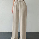 Tall pantalones informales para mujeres altas de unicolor con nudo de cottonline