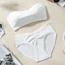 Conjunto De Bra Strapless Y Calzones Triangulares De Color Solido