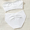 Conjunto De Bra Strapless Y Calzones Triangulares De Color Solido