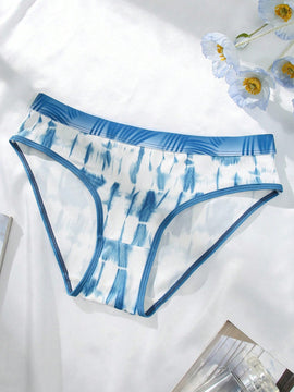 Panties comodos para mujeres con triangulo de cintura elastica y diseno de tenido anudado con bloqueo de color