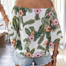 VCAY Camisa floja elegante con estampado floral y hombros descubiertos