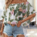 VCAY Camisa floja elegante con estampado floral y hombros descubiertos