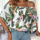 VCAY Camisa floja elegante con estampado floral y hombros descubiertos