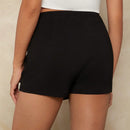Forever 21 Falda informal de cintura en V negra, envuelta, para verano