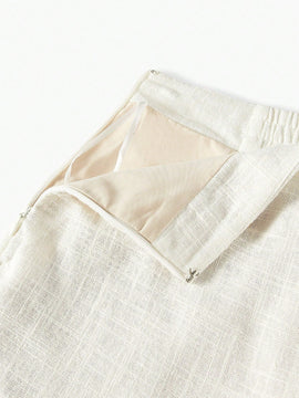 Motf premium pantalones de bolsillo inclinado con estampado floral y costura frontal