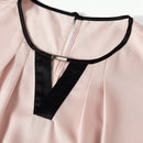 MOTF Classy Blusa sin mangas con detalle de orificio en el cuello, ribete de contraste y pliegues plegados