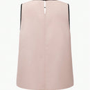 MOTF Classy Blusa sin mangas con detalle de orificio en el cuello, ribete de contraste y pliegues plegados