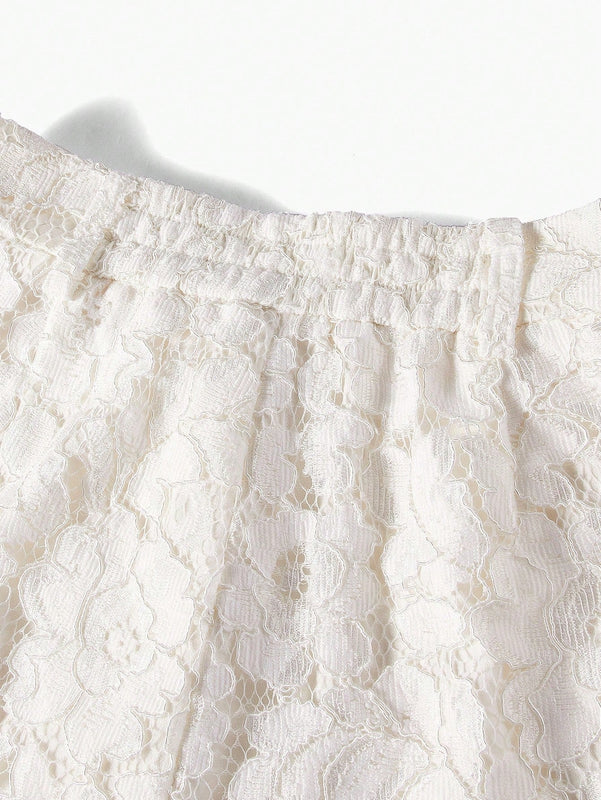 MOTF PREMIUM SHORTS SOLIDOS DE ENCAJE CON BOLSILLO INCLINADO