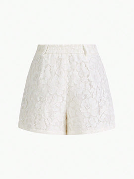 MOTF PREMIUM SHORTS SOLIDOS DE ENCAJE CON BOLSILLO INCLINADO