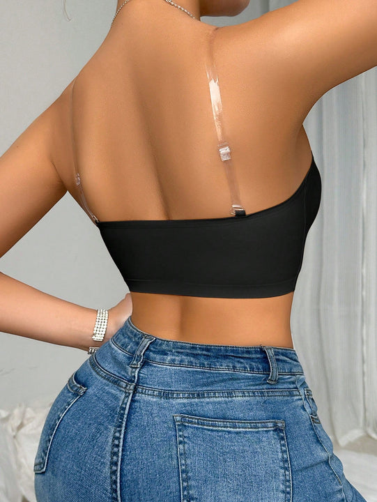 Sujetador Bandeau inalambrico sin costuras antideslizante sin tirantes Push-Up sin costuras para mujeres, pieza unica