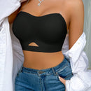 Sujetador Bandeau inalambrico sin costuras antideslizante sin tirantes Push-Up sin costuras para mujeres, pieza unica