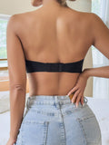 NEW Sujetador sin costuras y sin tirantes para mujer, sexy sujetador bandeau de malla calado con correas de hombro transparentes