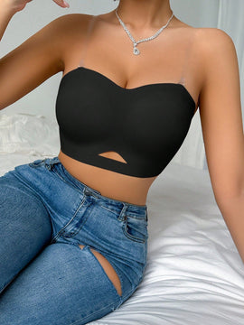 Sujetador Bandeau inalambrico sin costuras antideslizante sin tirantes Push-Up sin costuras para mujeres, pieza unica