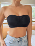 NEW Sujetador sin costuras y sin tirantes para mujer, sexy sujetador bandeau de malla calado con correas de hombro transparentes