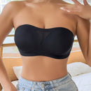 NEW Sujetador sin costuras y sin tirantes para mujer, sexy sujetador bandeau de malla calado con correas de hombro transparentes