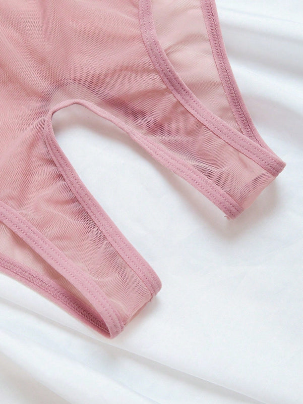Conjunto de 3 piezas de lenceria femenina sexy con Tangas transparentes sin entrepierna