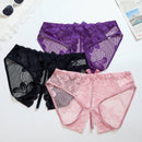Conjunto de 3 piezas de Tangas sexys de encaje y malla con entrepierna abierta para mujer