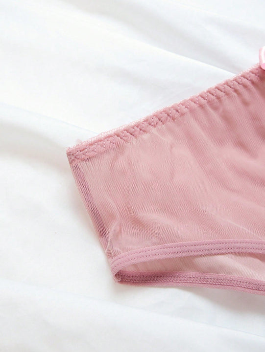 Conjunto de 3 piezas de lenceria femenina sexy con Tangas transparentes sin entrepierna