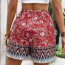 VCAY Pantalones cortos holgados para mujer con patron de corte panuelo y cintura ajustable