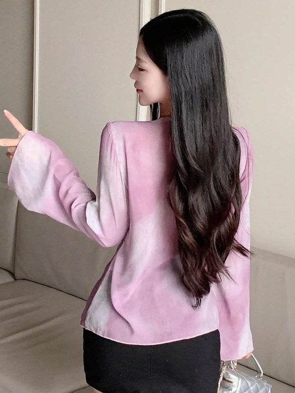 DAZY Camisa de mujer elegante con diseno retorcido delantero en escote en V