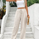 Frenchy Pantalones largos de cintura ajustable en unicolor para uso diario para mujer