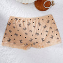NEW 3 piezas Calzoncillos cortos de encaje con estampado de mariposa y corazon para dama en contraste