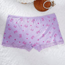 NEW 3 piezas Calzoncillos cortos de encaje con estampado de mariposa y corazon para dama en contraste