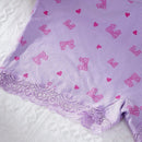NEW 3 piezas Calzoncillos cortos de encaje con estampado de mariposa y corazon para dama en contraste