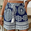 VCAY Shorts informales de mujer con estampado de flecos sueltos y a la moda